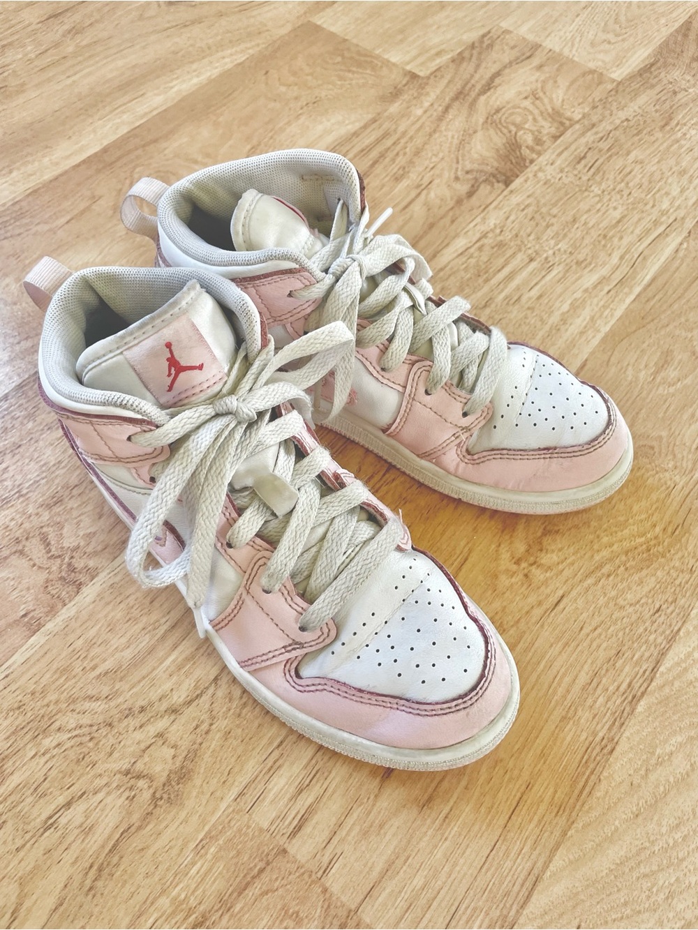Air Jordan Pink and White Shoes - Girls 1.5